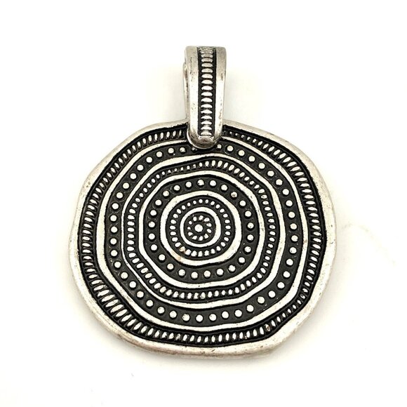 Premier Designs Bora Bora Reversible Glass Beads‎ Silverplate Medallion Pendant - Picture 2 of 6